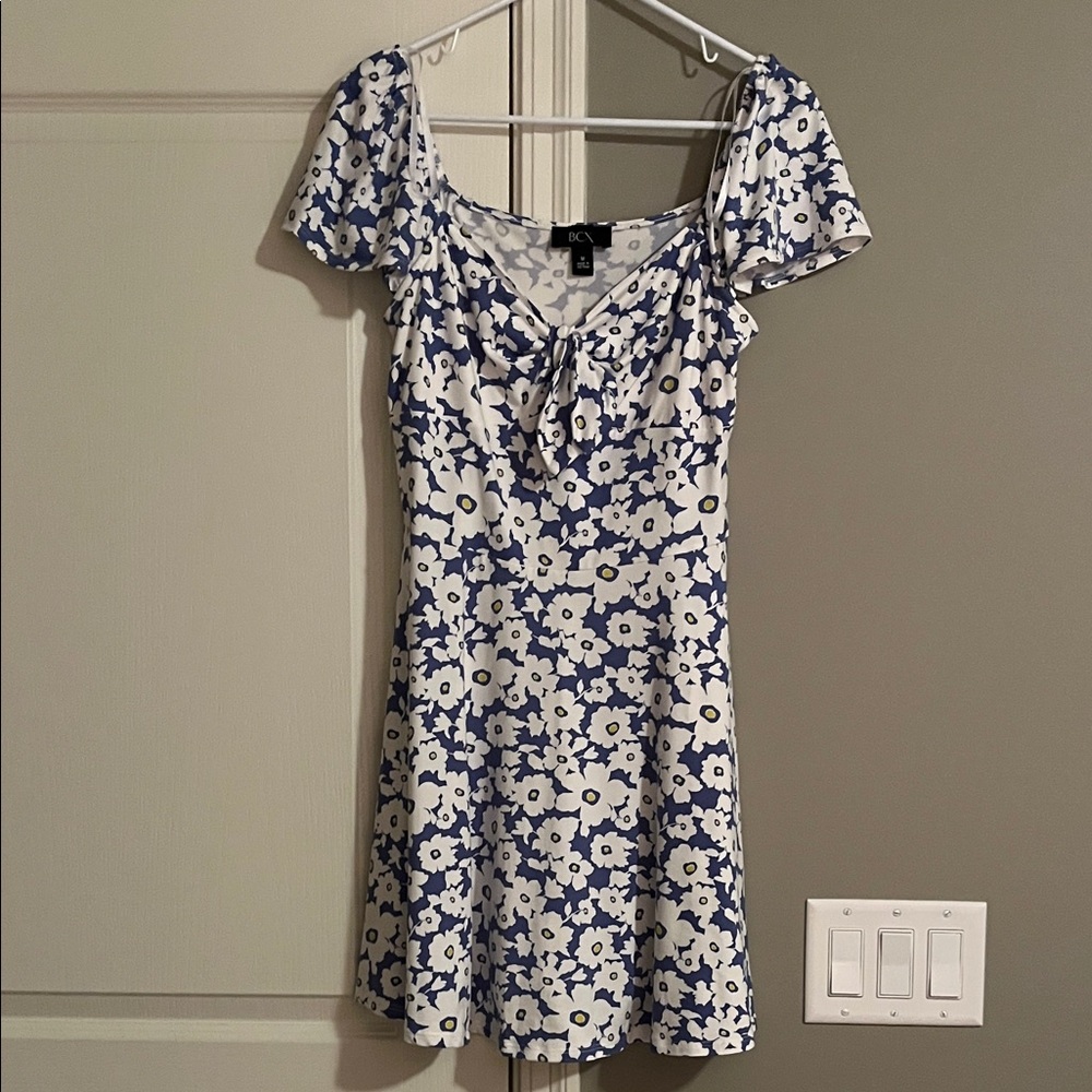 BCX Blue and White Floral Mini Dress
